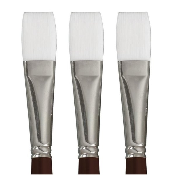Sax Optimum White Taklon Synthetic Paint Brushes, Bright, Size 8, Pack of 3 PK 1567542